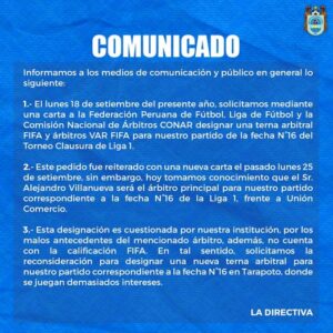 Comunicado de Binacional