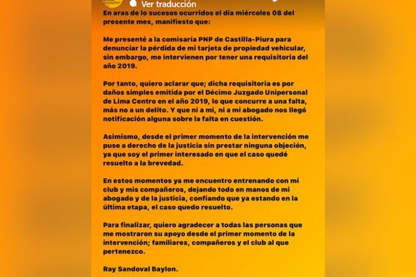 Comunicado de Ray Sandoval sobre su detención